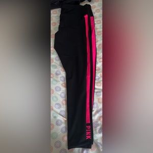 XXL PINK VS Leggings: Black BG w/  hot pink stripes down the side